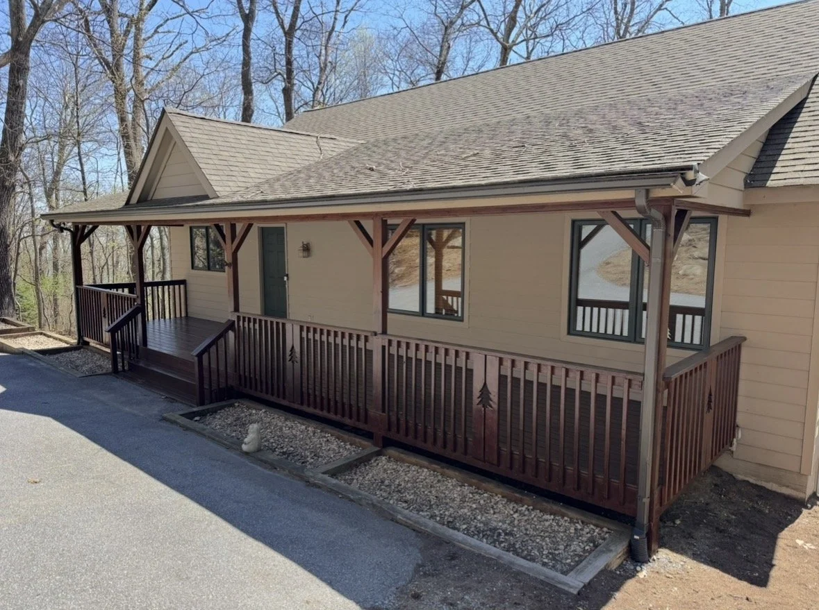 Some decks don't have roof above them and don't hold up this well over time. This one was protected, which kept the decking boards in great shape but we still had to sand the whole deck down to bring the boards in like a new shape. Drove all the nail