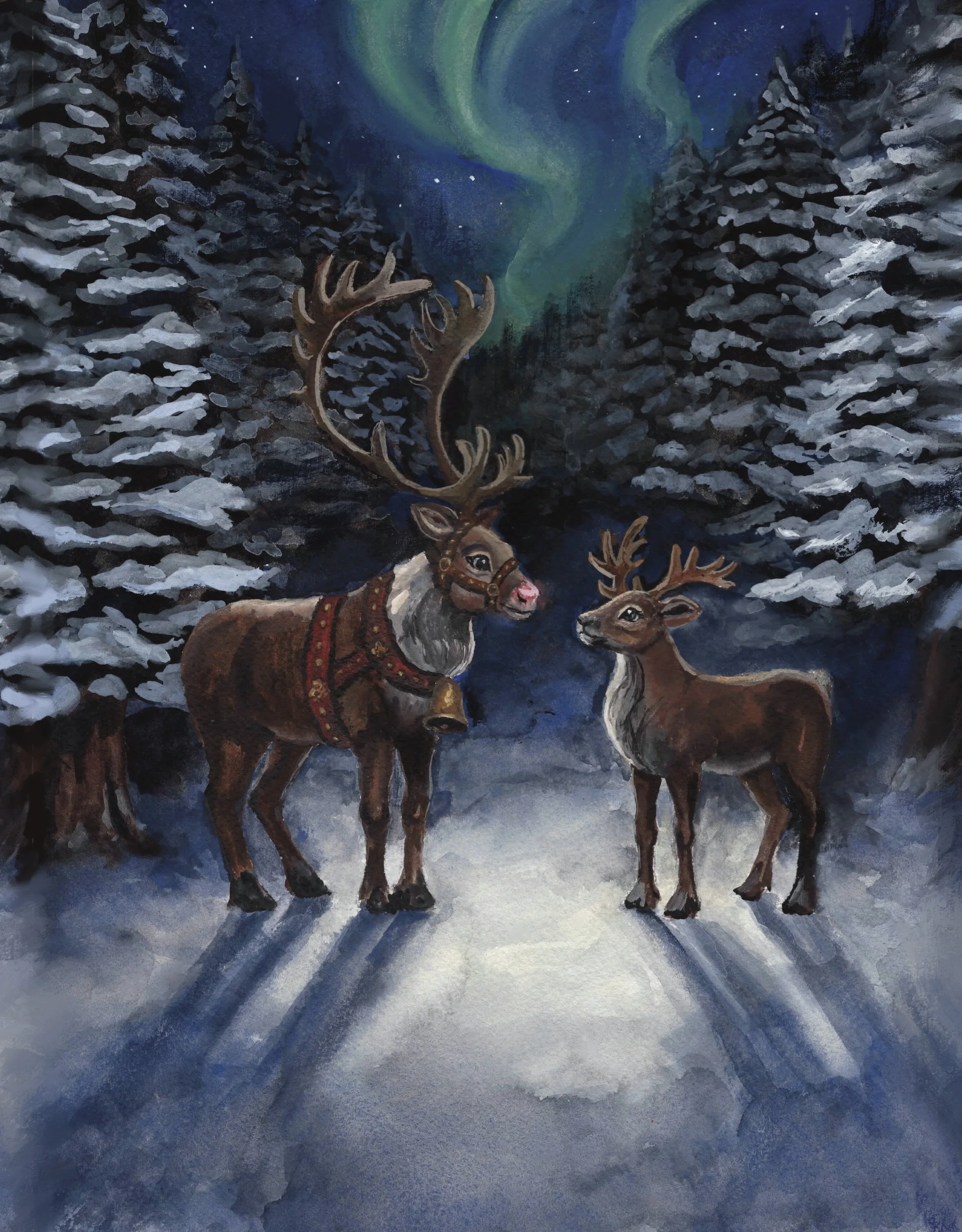 Cover of When Reindeer Appear: Jingle's Story showing Jingle and Lumi in the snow