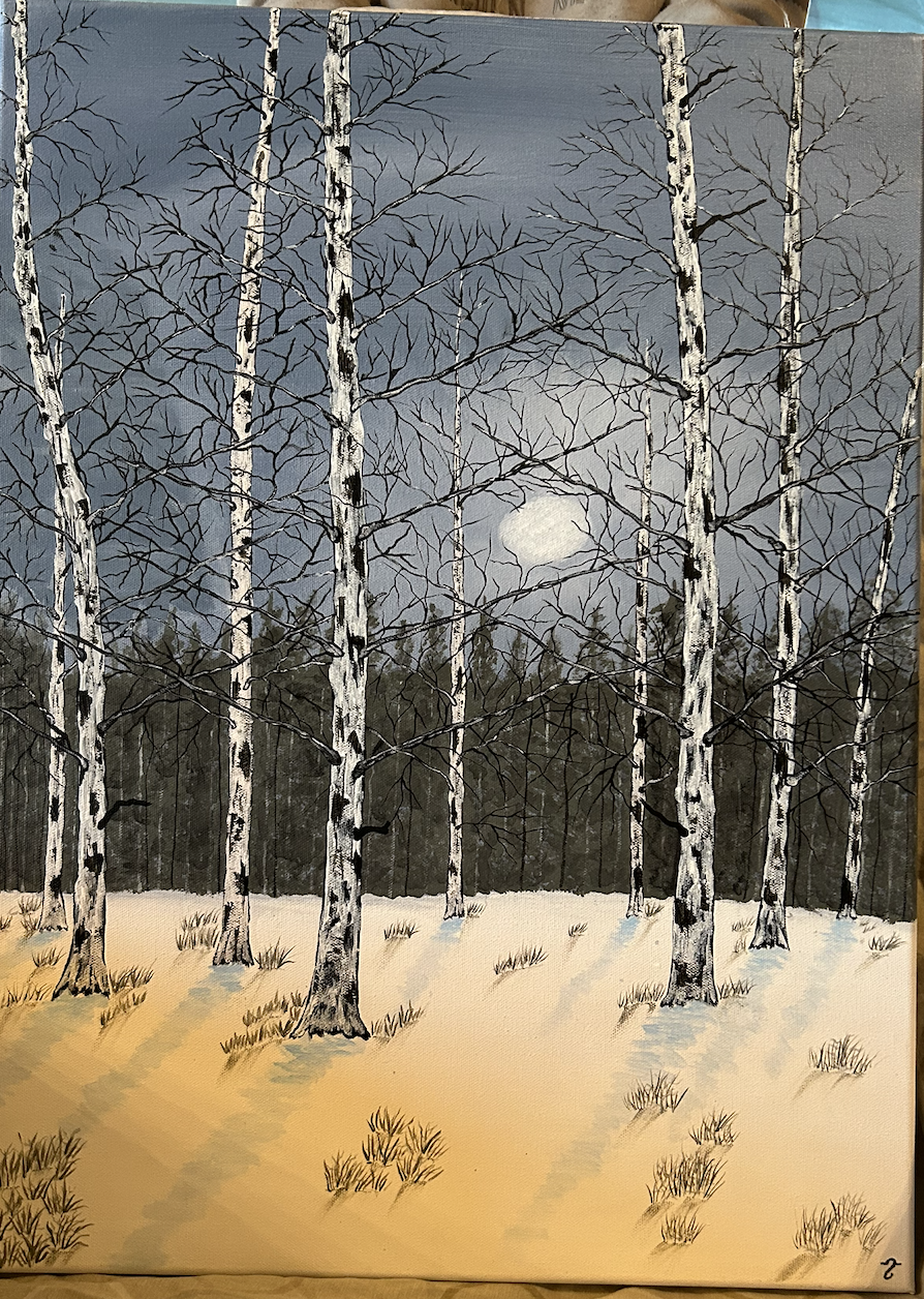 Birch winter night-Print