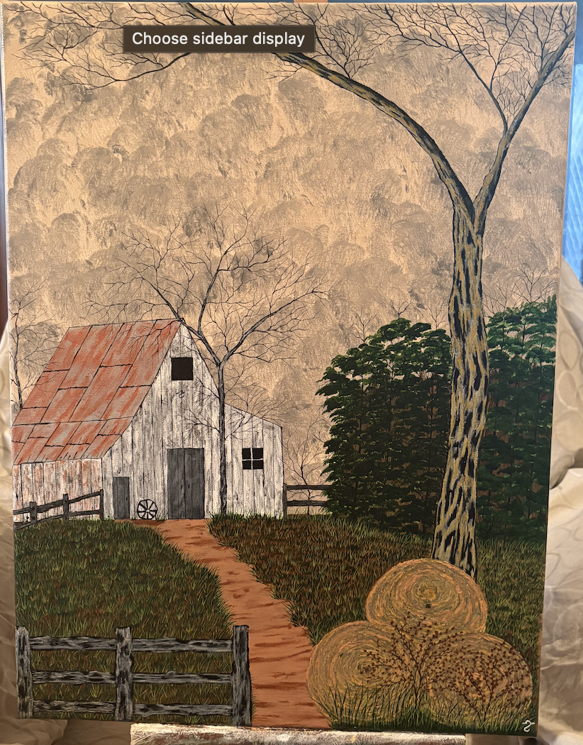 White Barn with Hay Bales