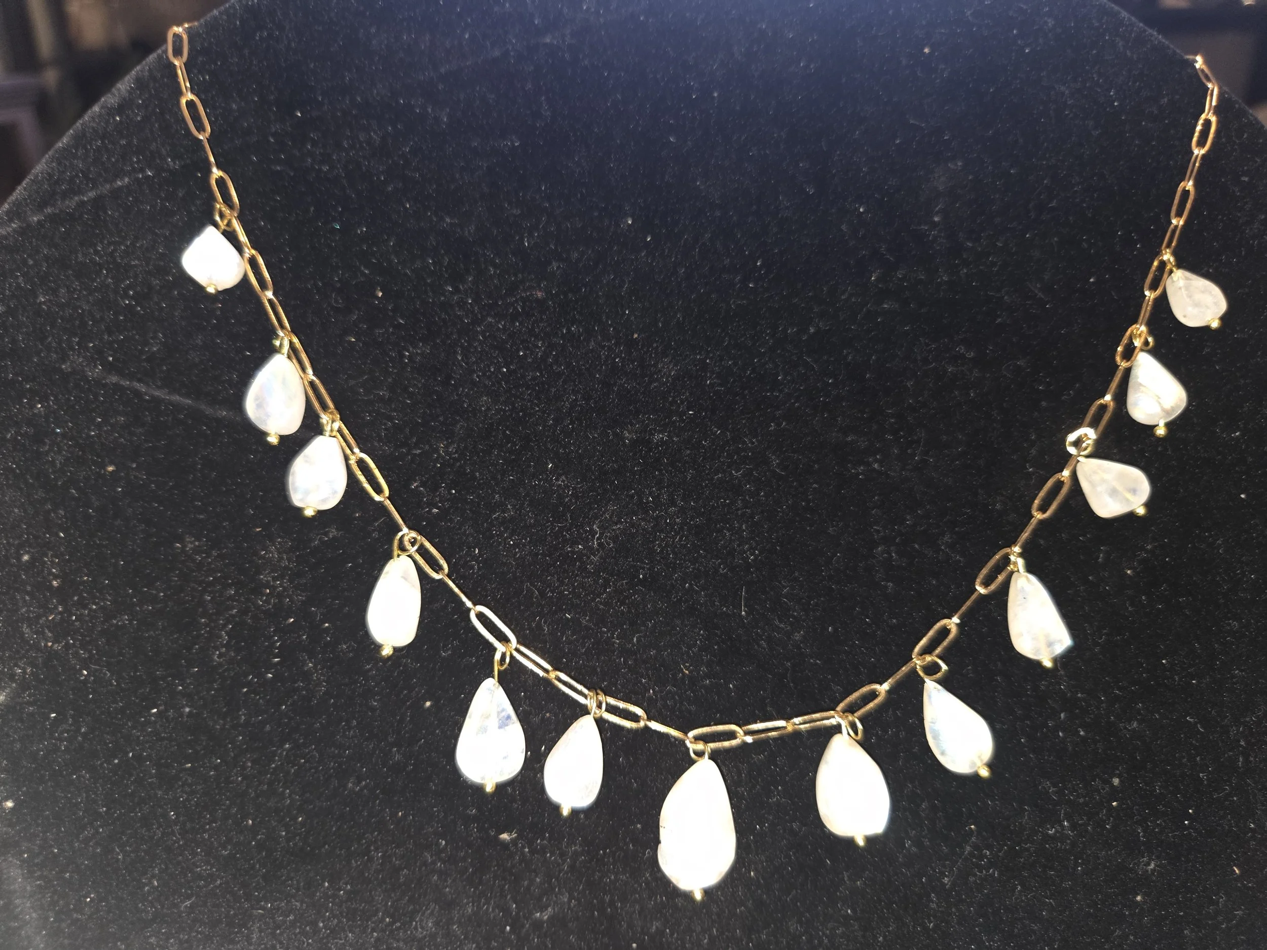 Natural Moonstone Teardrop Statement Necklace