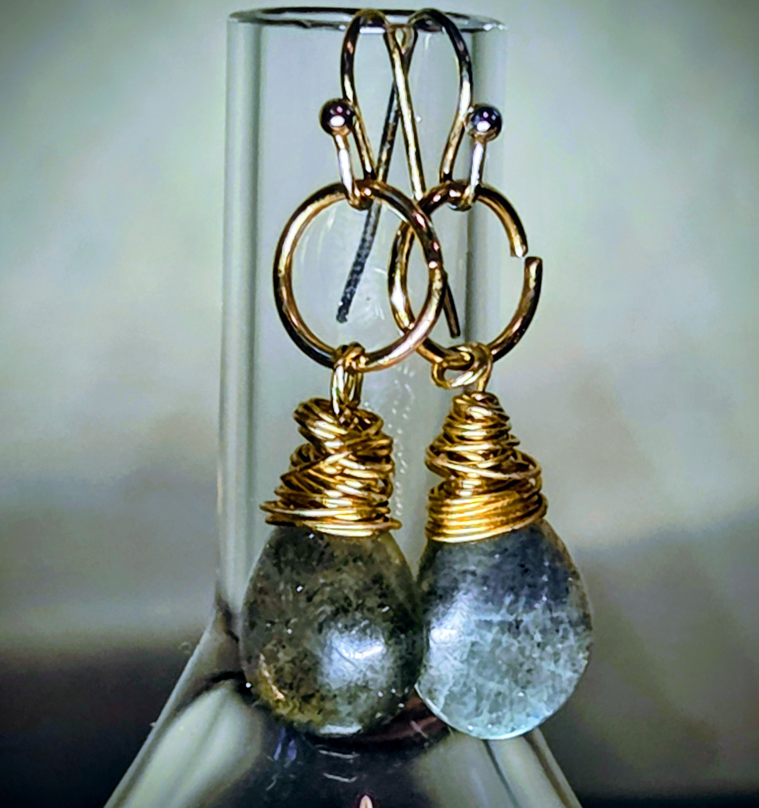 Elegant Labradorite Wire-Wrapped Earrings