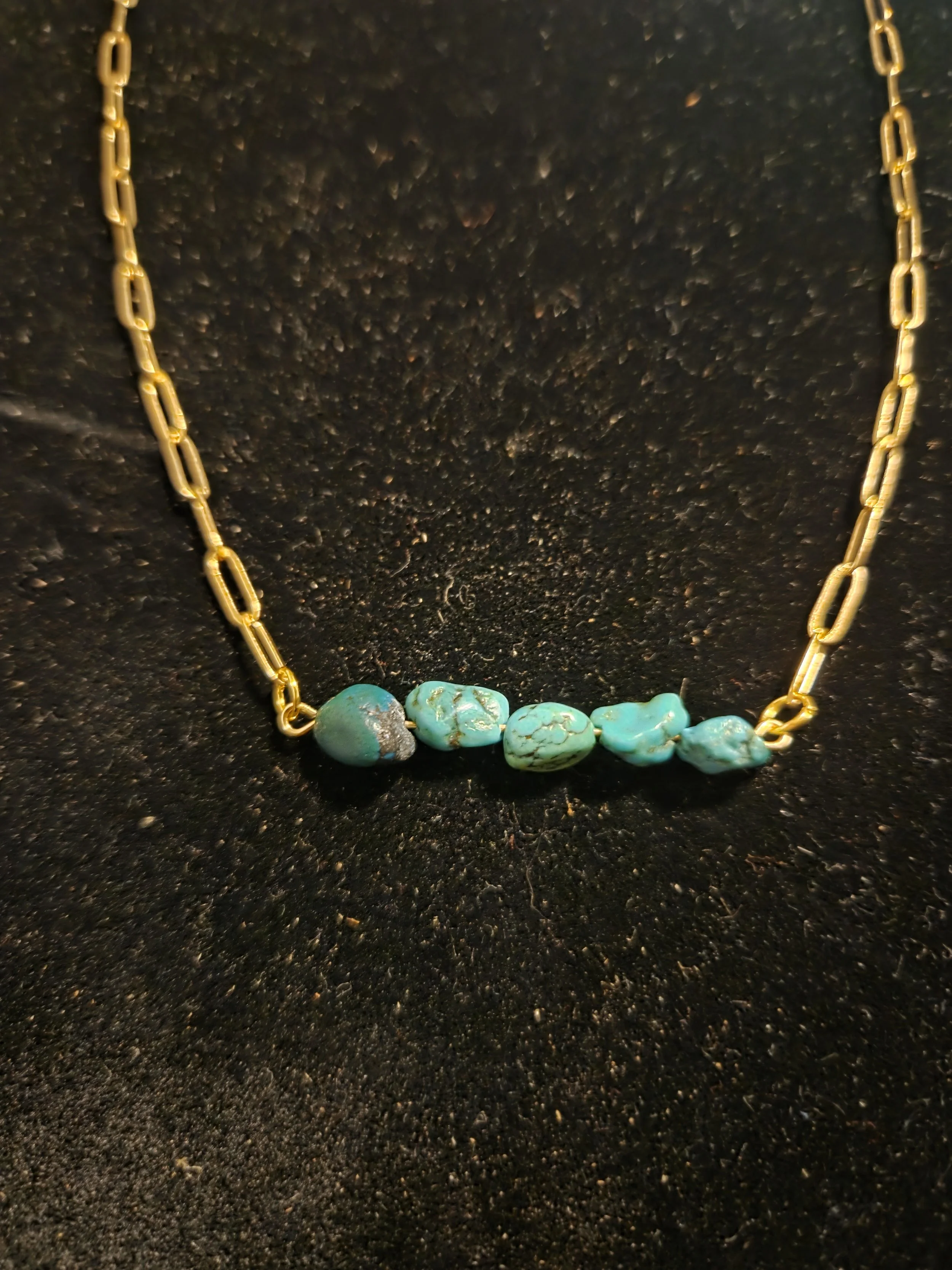 Natural Turquoise Nugget Bar Necklace