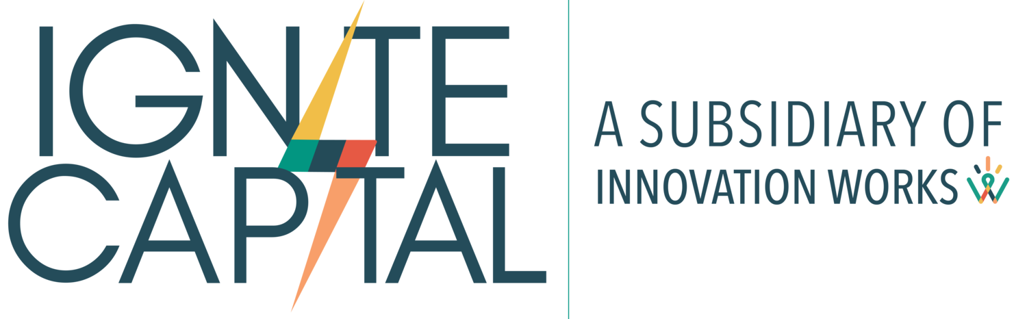 Logo of Ignite Capital with the text "A Subsidiary of Innovation Works" and an abstract flame graphic.