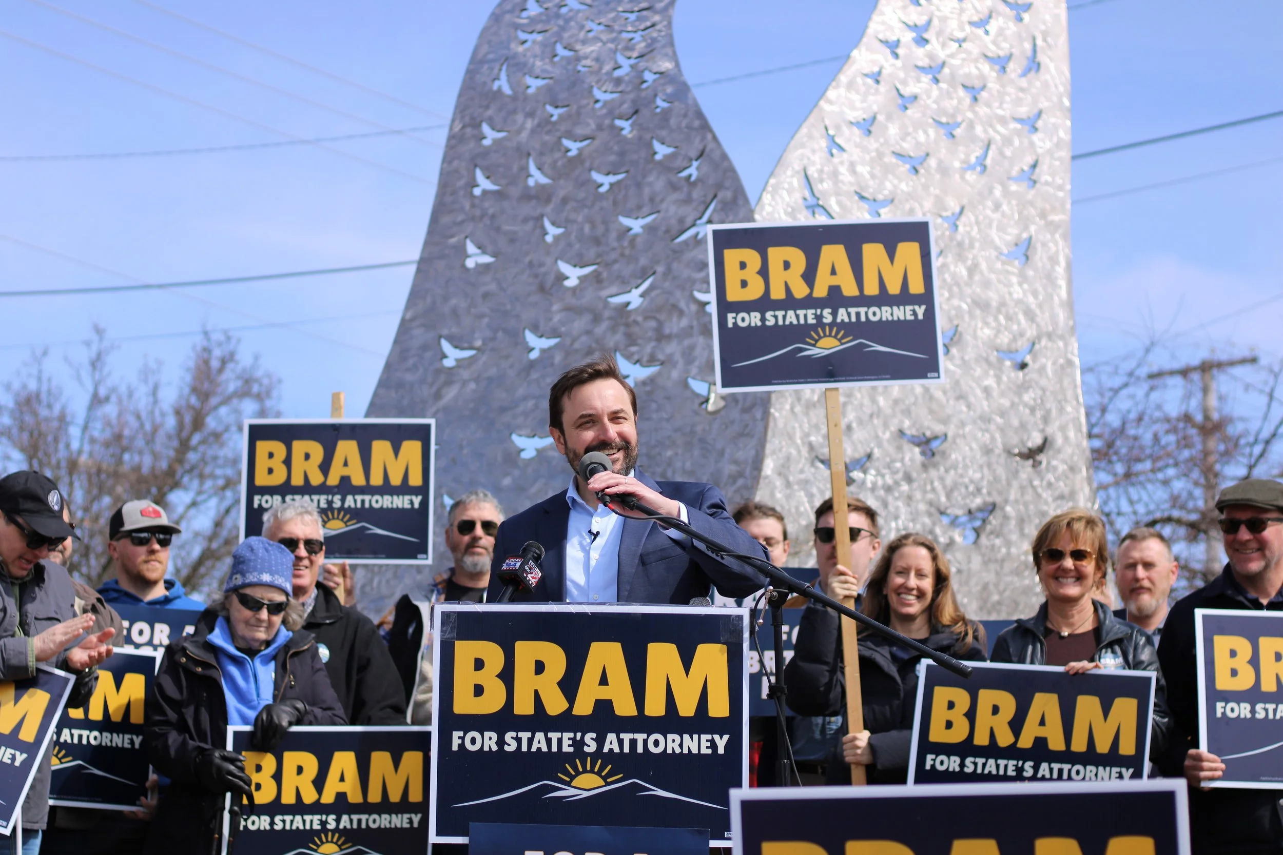 Bram Kranichfeld at the launch of his campaign with lots of supporters