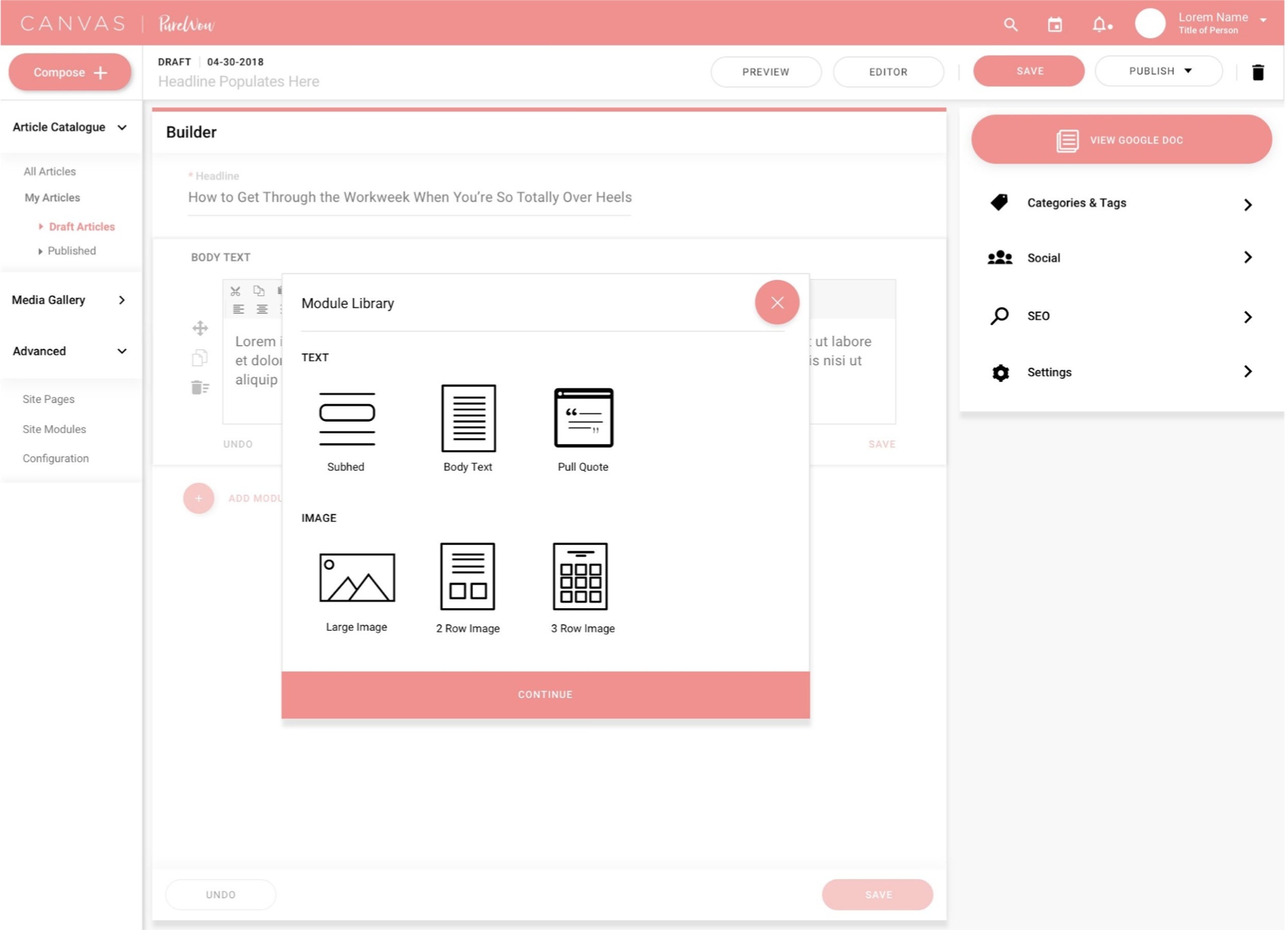 PureWow | Canvas CMS