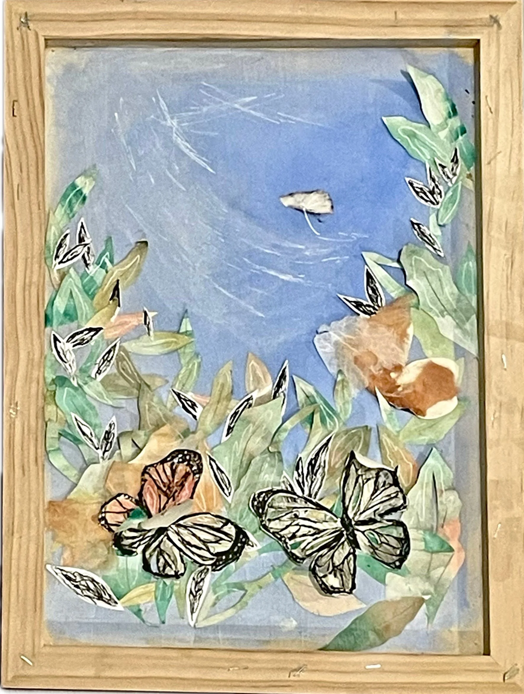 "Untitled", Mixed Media, Collage, Watercolor, ink, colored pencil, acrylic on wood panel, 16x12, 2025.