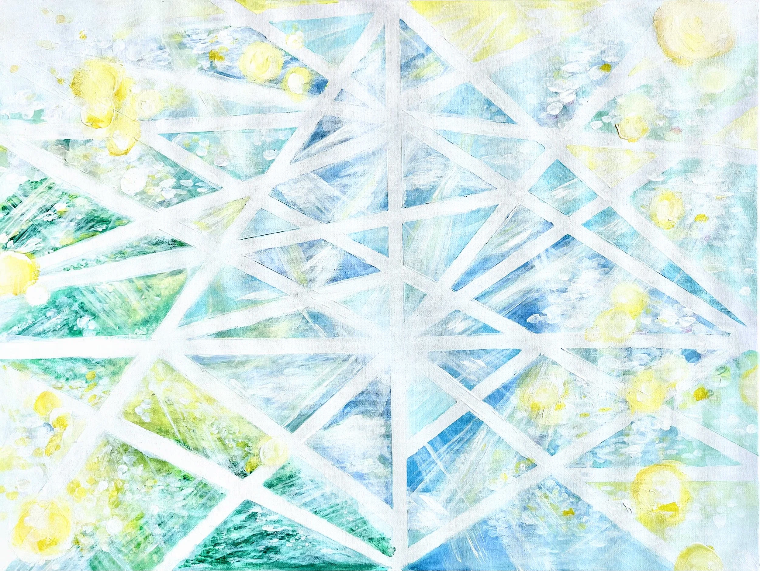 "Past Fragments of Spring" acrylic on canvas, 18x24, 2025. 