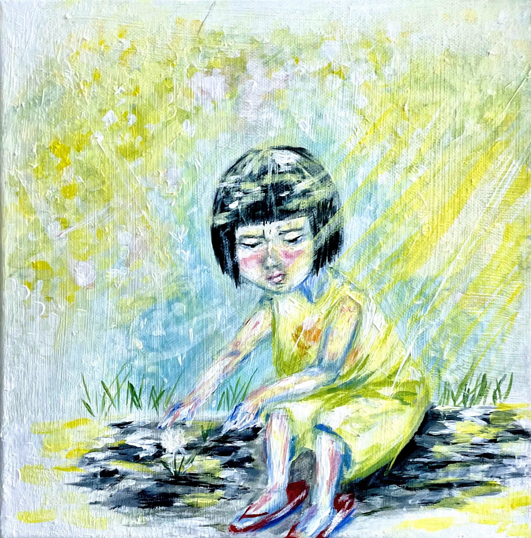 "Summer Break", Acrylic on canvas, 10x10, 2025.