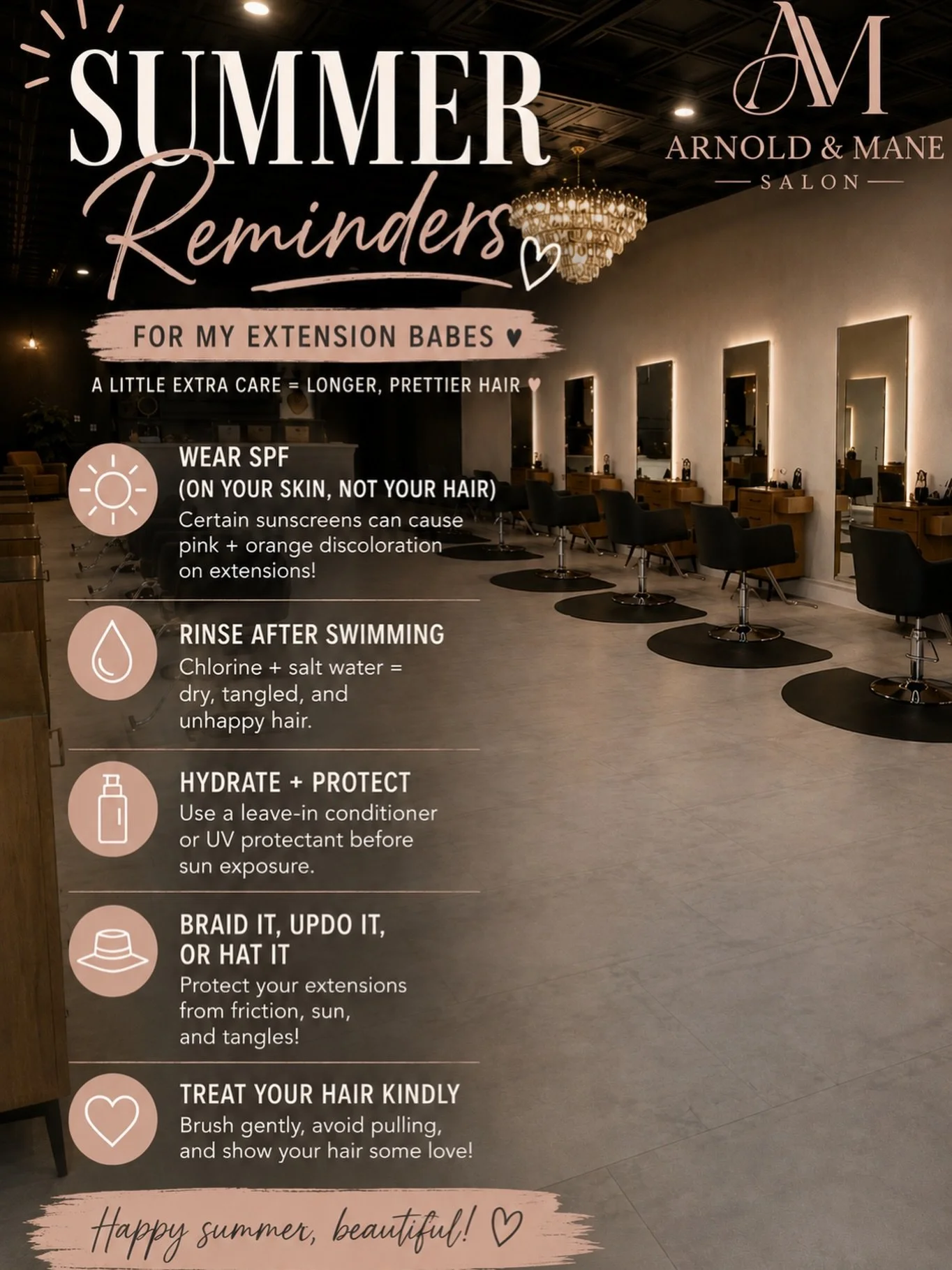 ☀️ A little summer reminder for our extension babes! ☀️

Did you know that certain sunscreens can cause blonde extensions to turn pink or orange? 😭

To keep your extensions looking beautiful all summer long, we recommend using a mineral sunscreen wh