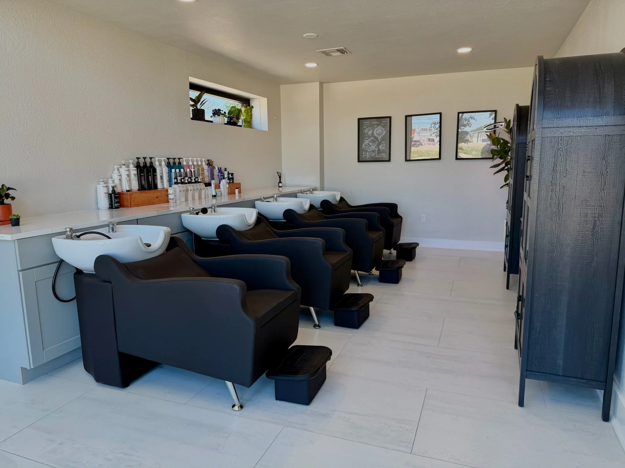 We designed our shampoo area to feel clean, calming, and comfortable, creating a space where clients can truly relax. 

With supportive chairs, a bright and airy layout, and a streamlined setup, it’s meant to feel both refreshing and effortless. Ever