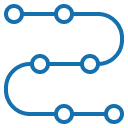 Line drawing of circuit paths with five connection points