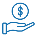 Hand holding a coin with a dollar sign