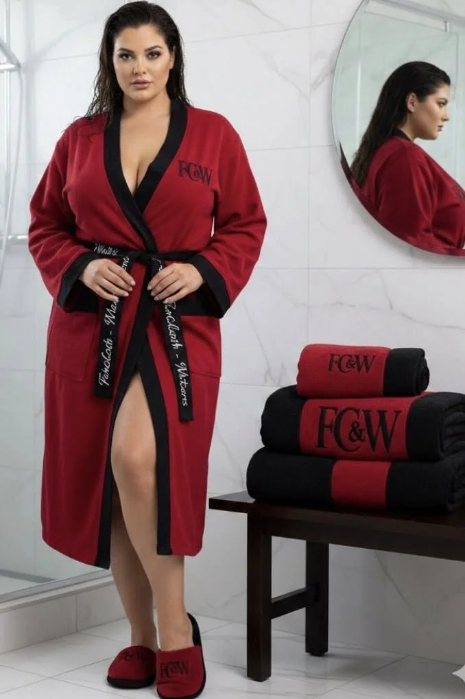 Full Set w/Slippers and Towels (Red Line Winter 2026 - Cherry Red with Black Trim)