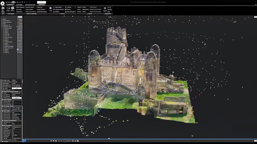 Drone photogrammetry mapping of a historical building.
