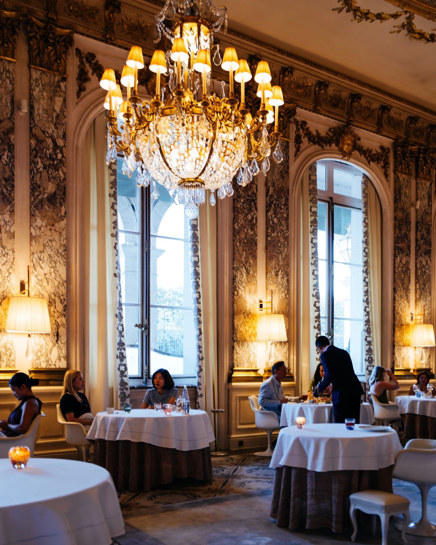 Versailles-inspired opulence meets modern culinary poetry at Paris's legendary Le Meurice. 

Dine beneath gilded chandeliers and soaring frescoed ceilings, where every Michelin-starred plate is a masterpiece designed to provoke the senses. It is a tr