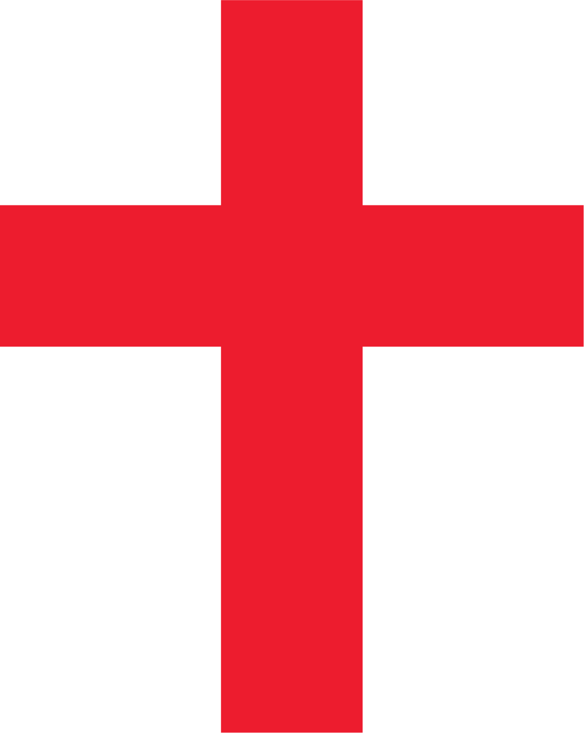 Red cross symbol on a black background.