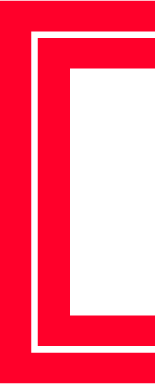Large red letter 'E' on black background.