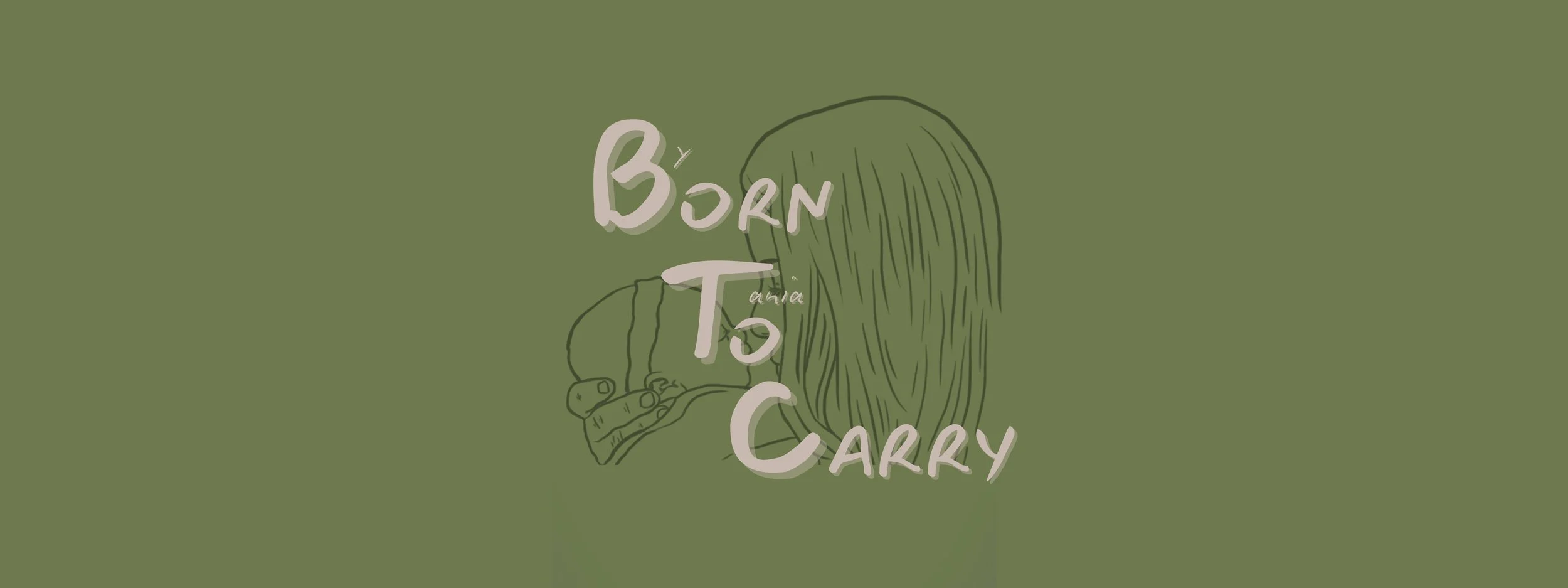 Logo of Born to Carry Babywearing Education and Consultancy business. Mother is sniffing newborn face. Born to Carry by Tania