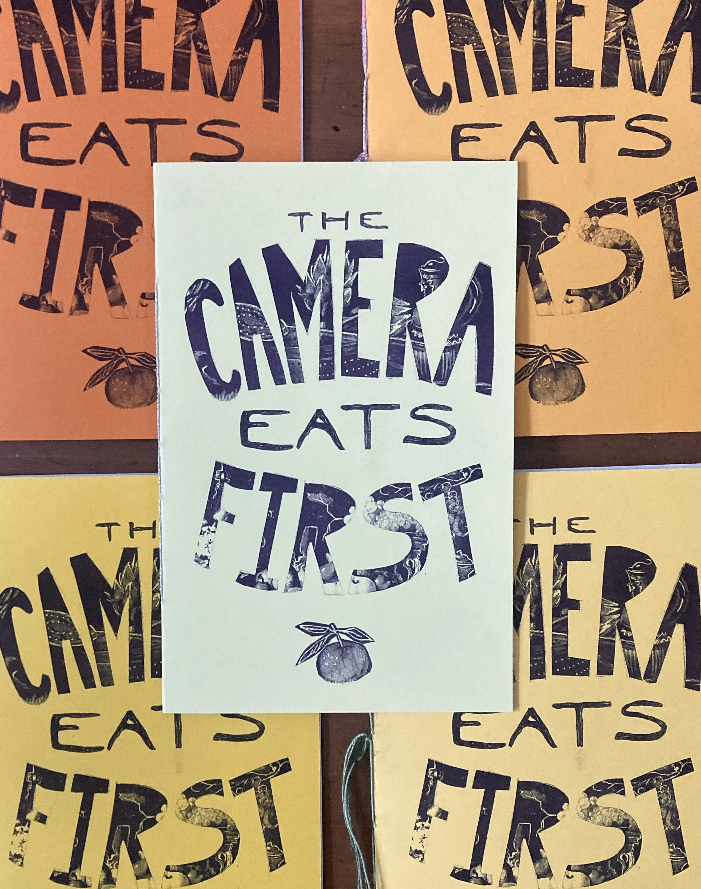 The Camera Eats First (2024), an art historical essay on Dutch still life painting and Instagram brunch photography. edition of 15. glittery yarn bindings.
