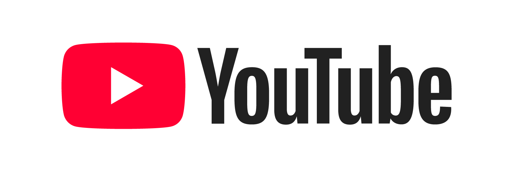 YouTube logo with a red play button icon and the word "YouTube" written to the right of it.