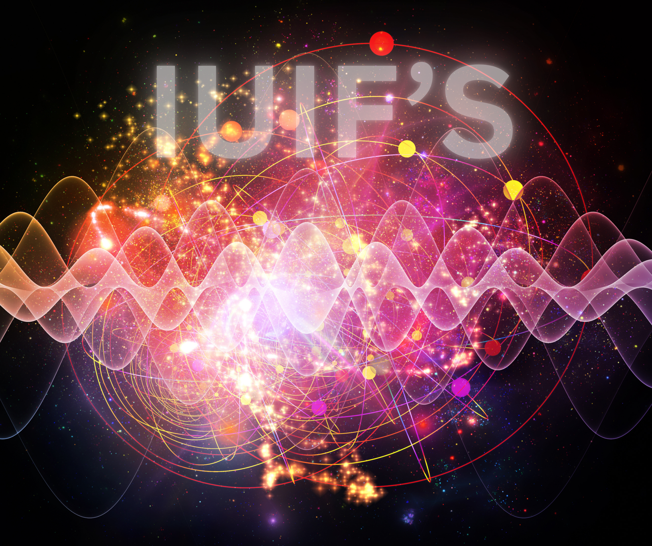 Colorful digital art of swirling lights, stars, and particles with large, semi-transparent white text saying 'LUCE'S' in the center.