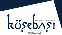 Köşebaşı restoranının logosu, koyu mavi renkli ve modern bir tasarım.