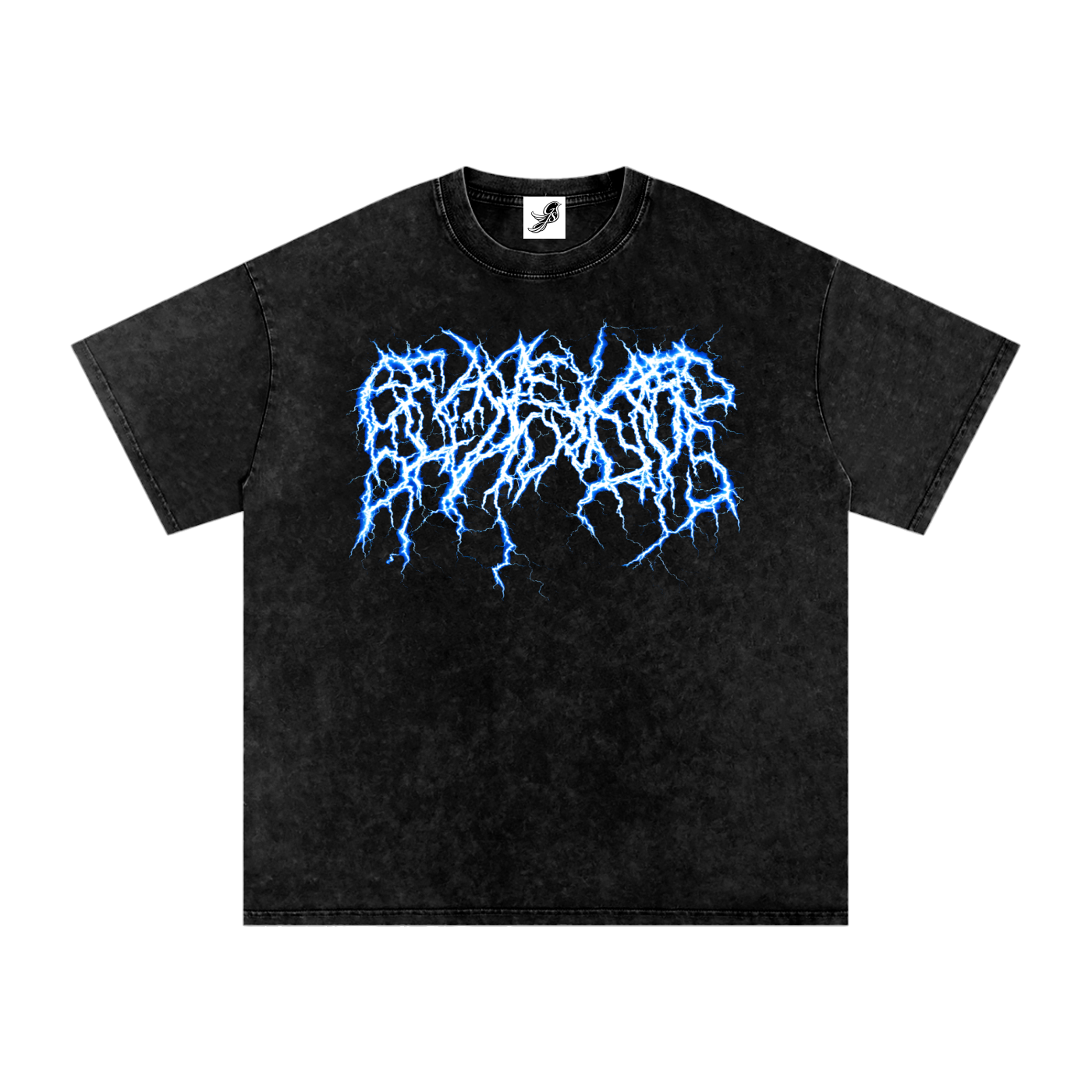“Lightning” Graveyard Snow Washed Oversized Cotton T-Shirt