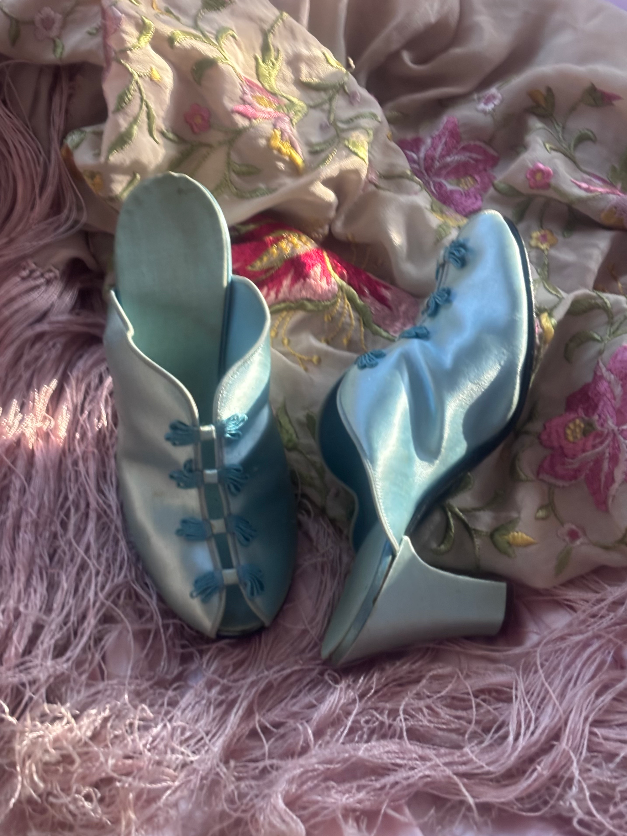1950s Robin's Egg Blue Daniel Green Boudoir Slippers Size 5
