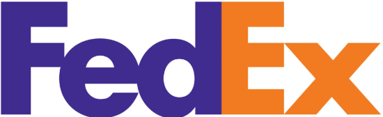 FedEx logo with purple and orange text