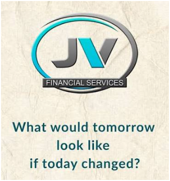 Logo for JV Financial Services with the tagline 'What would tomorrow look like if today changed?'