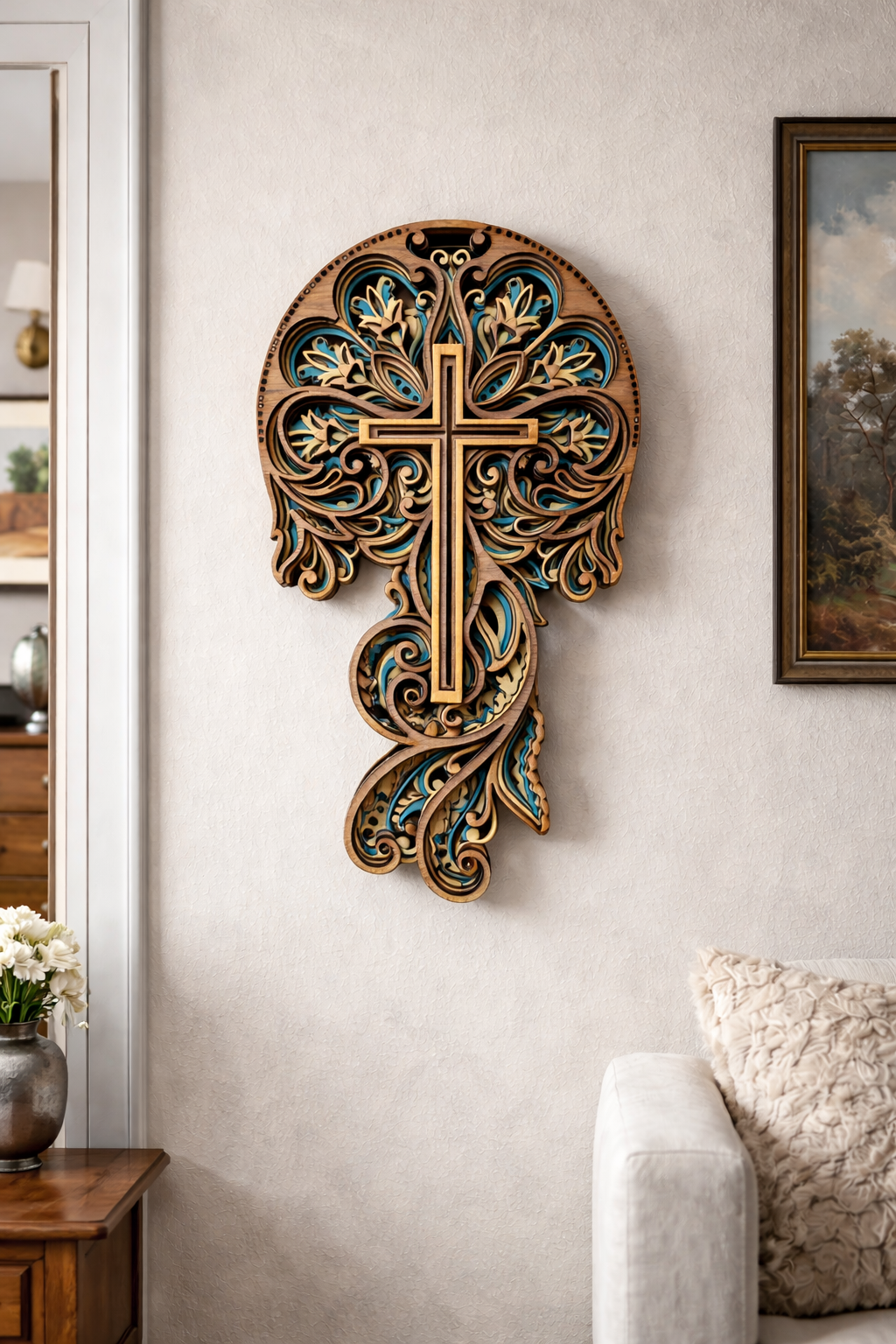 Jellyfish Cross Mandala Light Colors