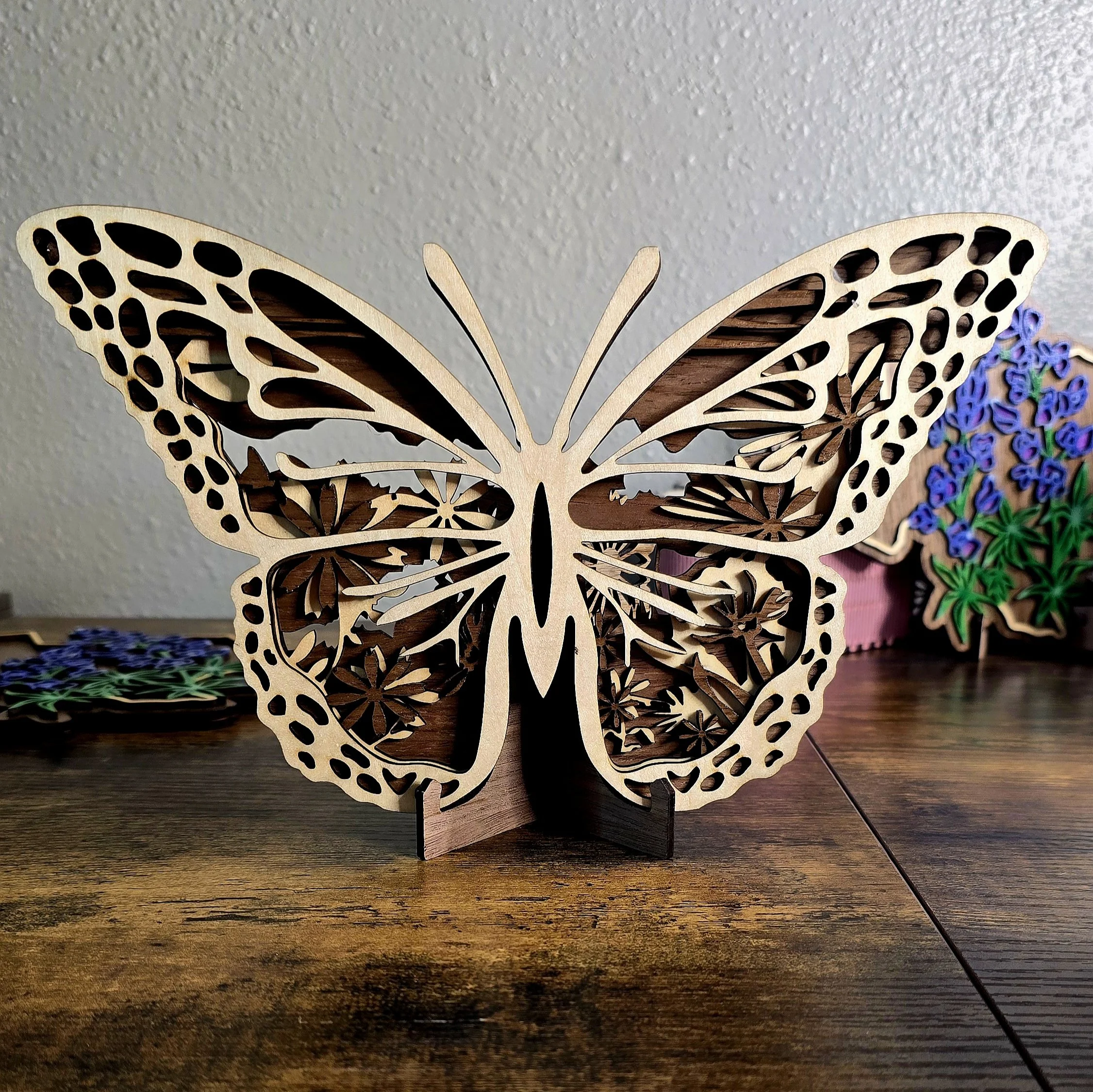 Jaybo One 3D Butterfly Art – Natural Wood