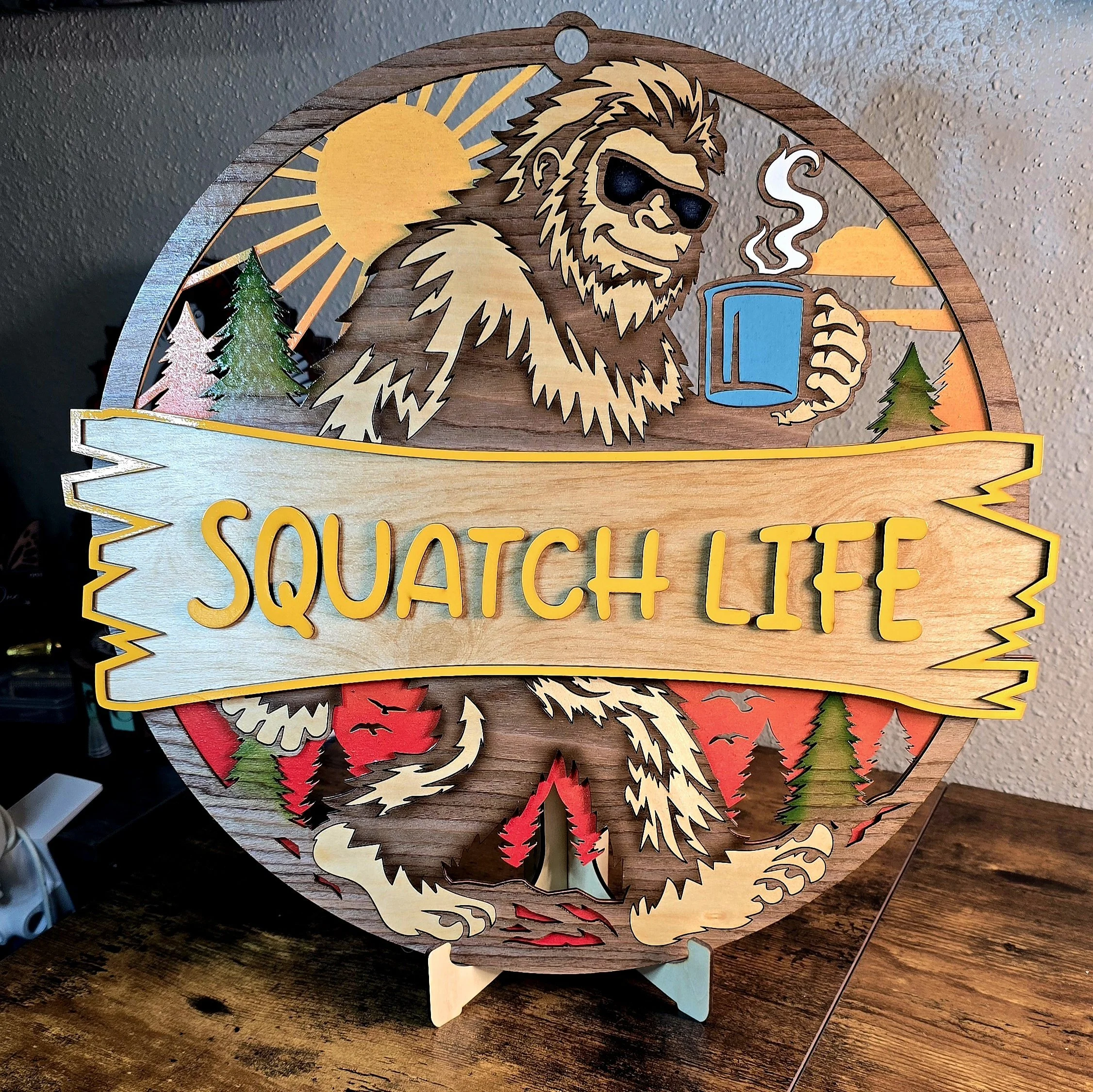 Squatch Life – Premium 4-Layer Layered Wood Art