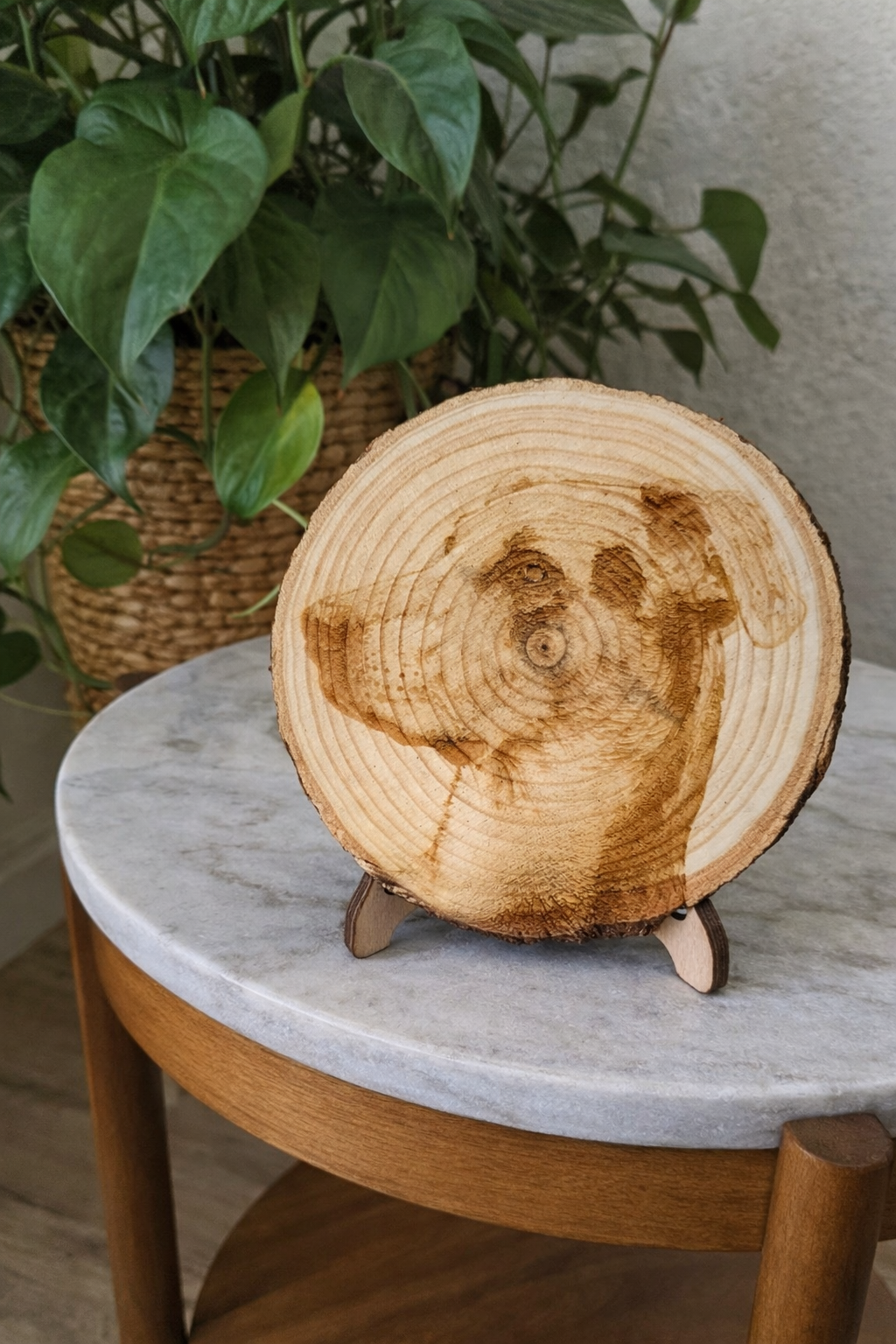 Laser-Etched Pine Memory Slice (3–4")