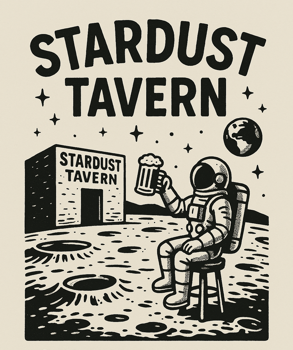 Stardust Tavern pizza astronaut Moon