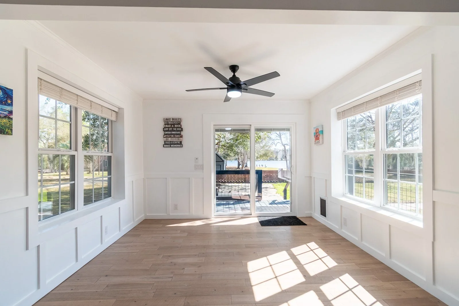 real estate home interior with bright windows and beautiful lighting