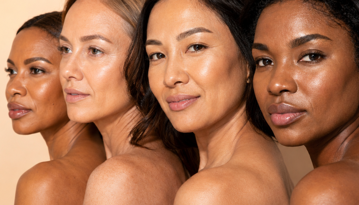 Four women of different ages and backgrounds standing together