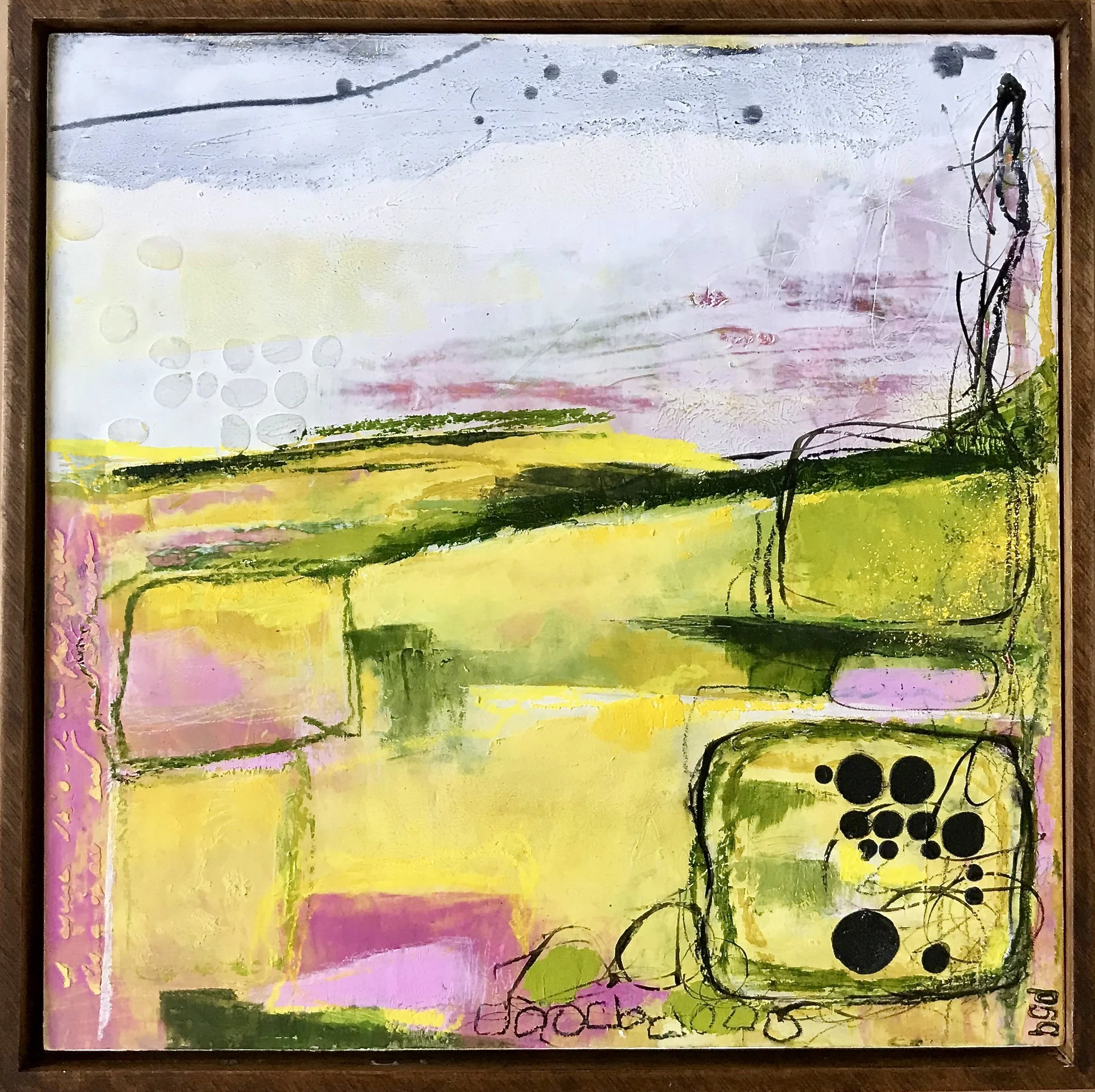 Sentient Stream, 2025, oil & cold wax on panel - 12x12x1.5"