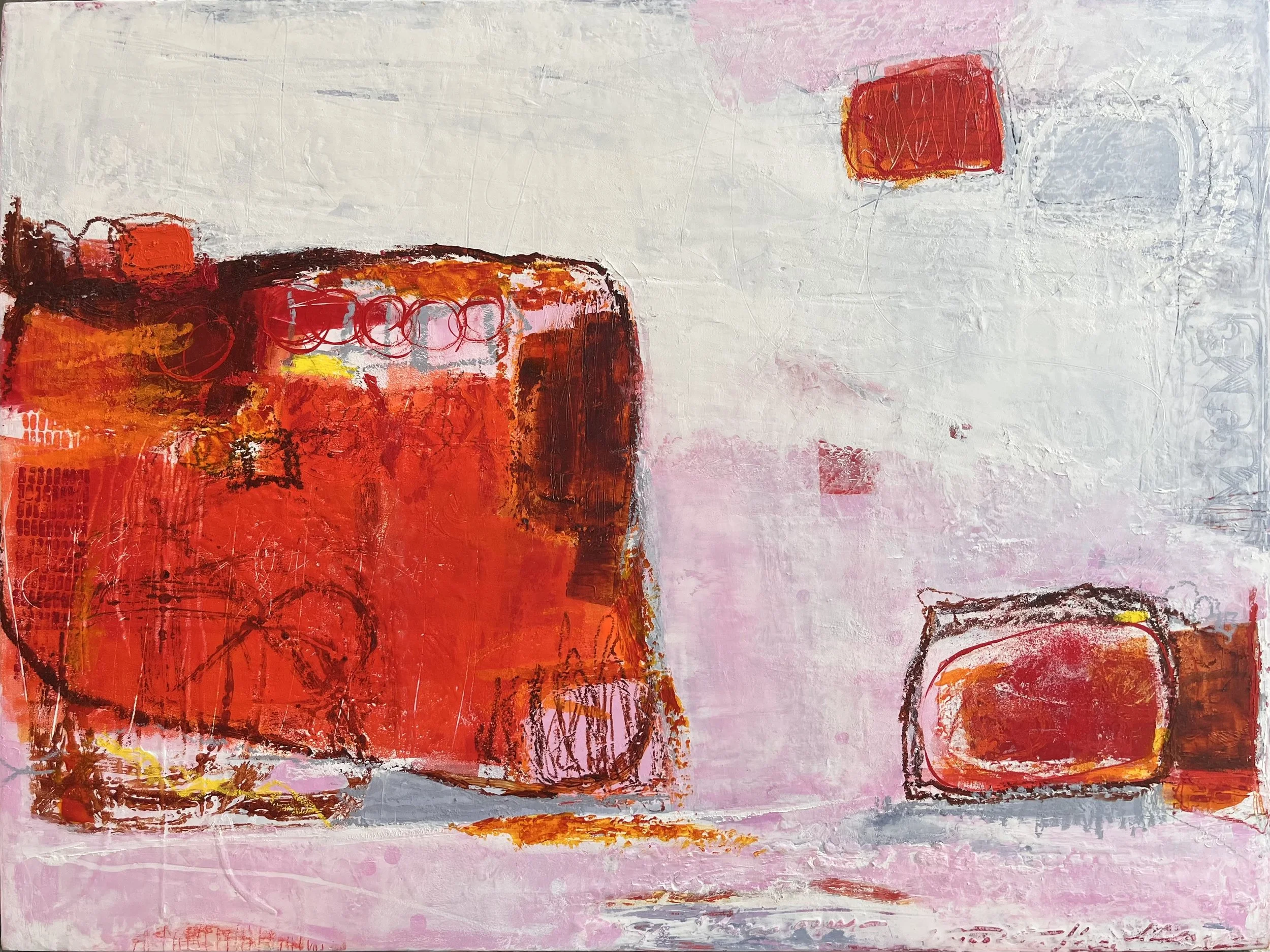 I have a funny feeling, 2025, oil & cold wax on panel - 18x24x1.5"