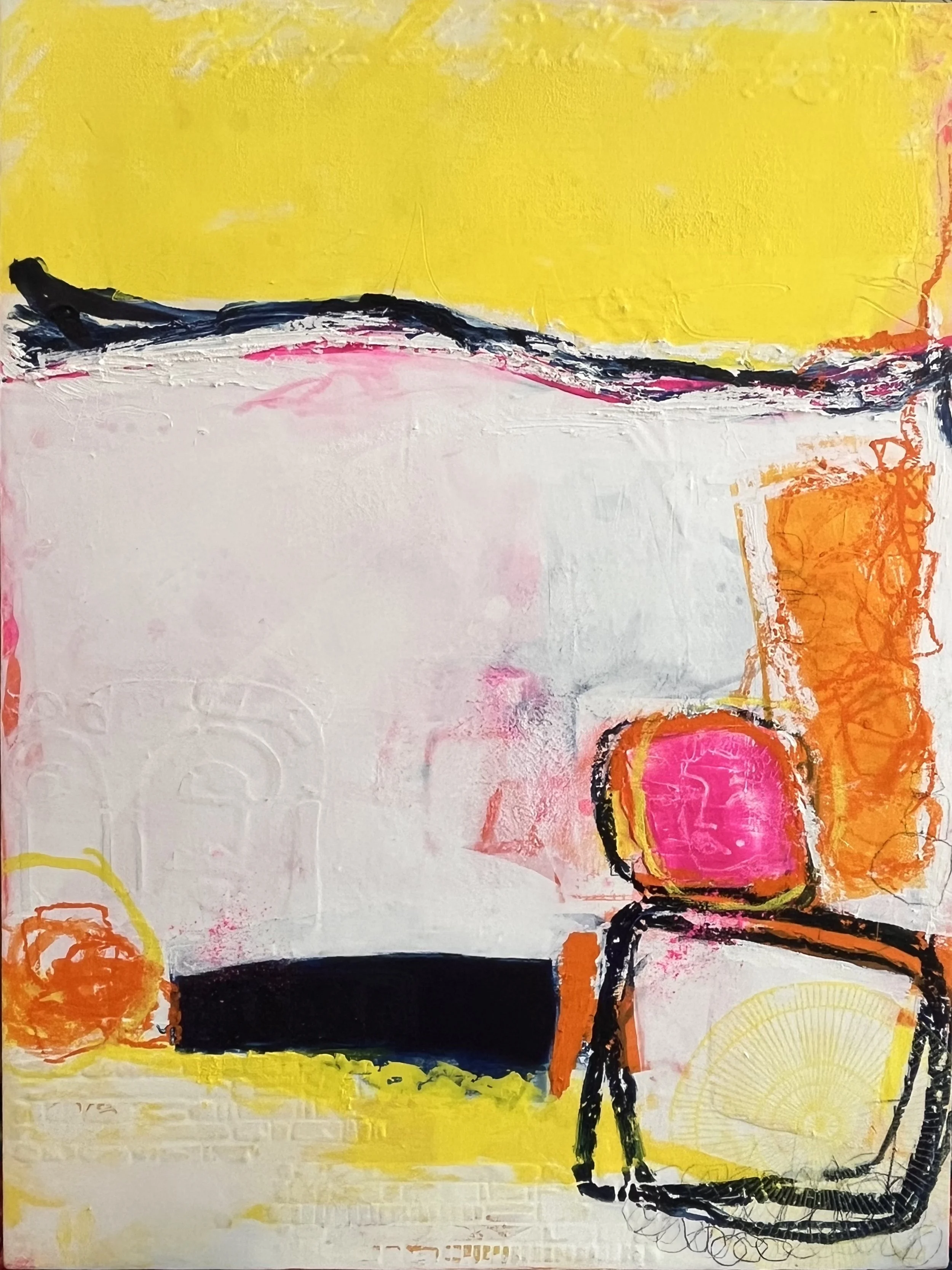 Archeology of fluro, 2025, oil & cold wax on panel - 18x24x1.5"