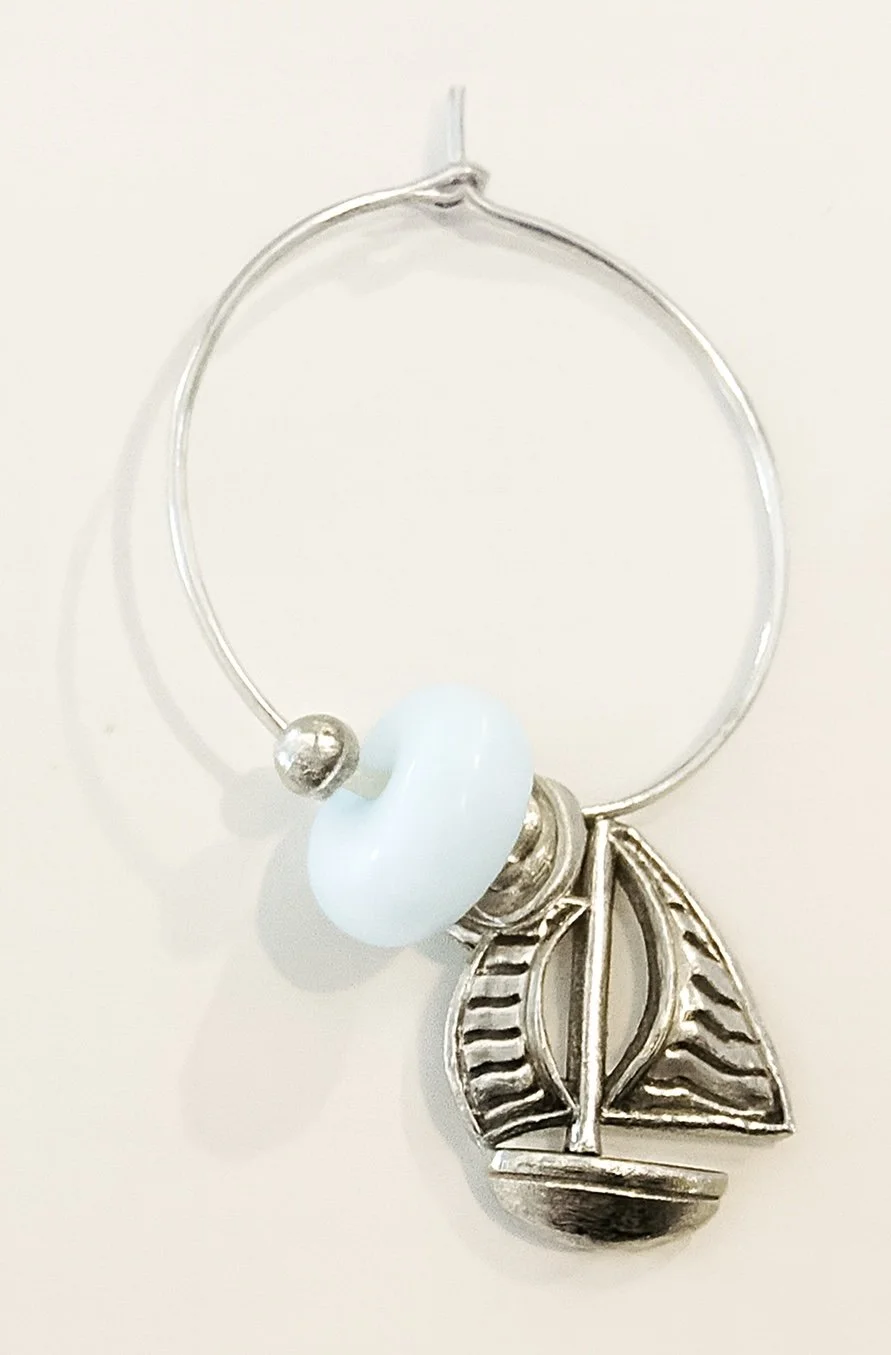 Sailboat - Light Sky Blue Wine Charm