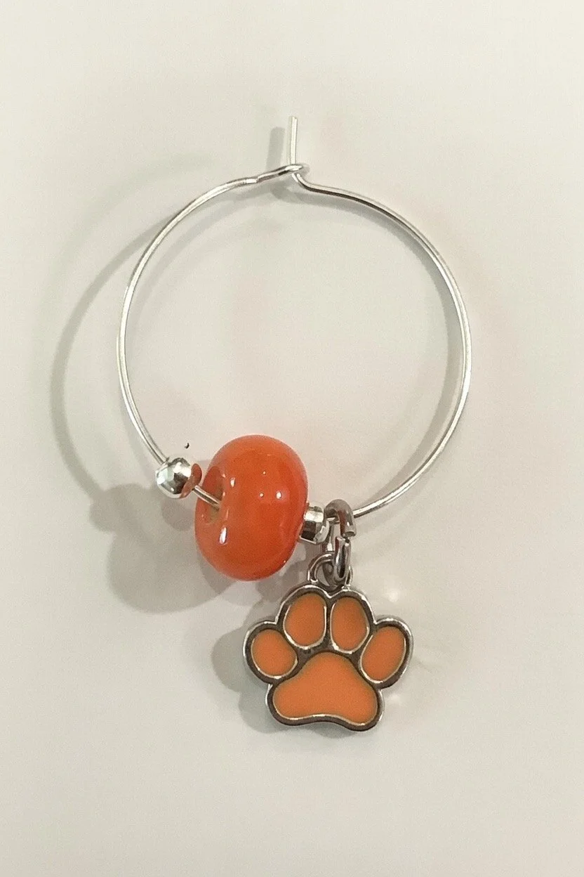 Dog Paw - Orange - Wine Charm