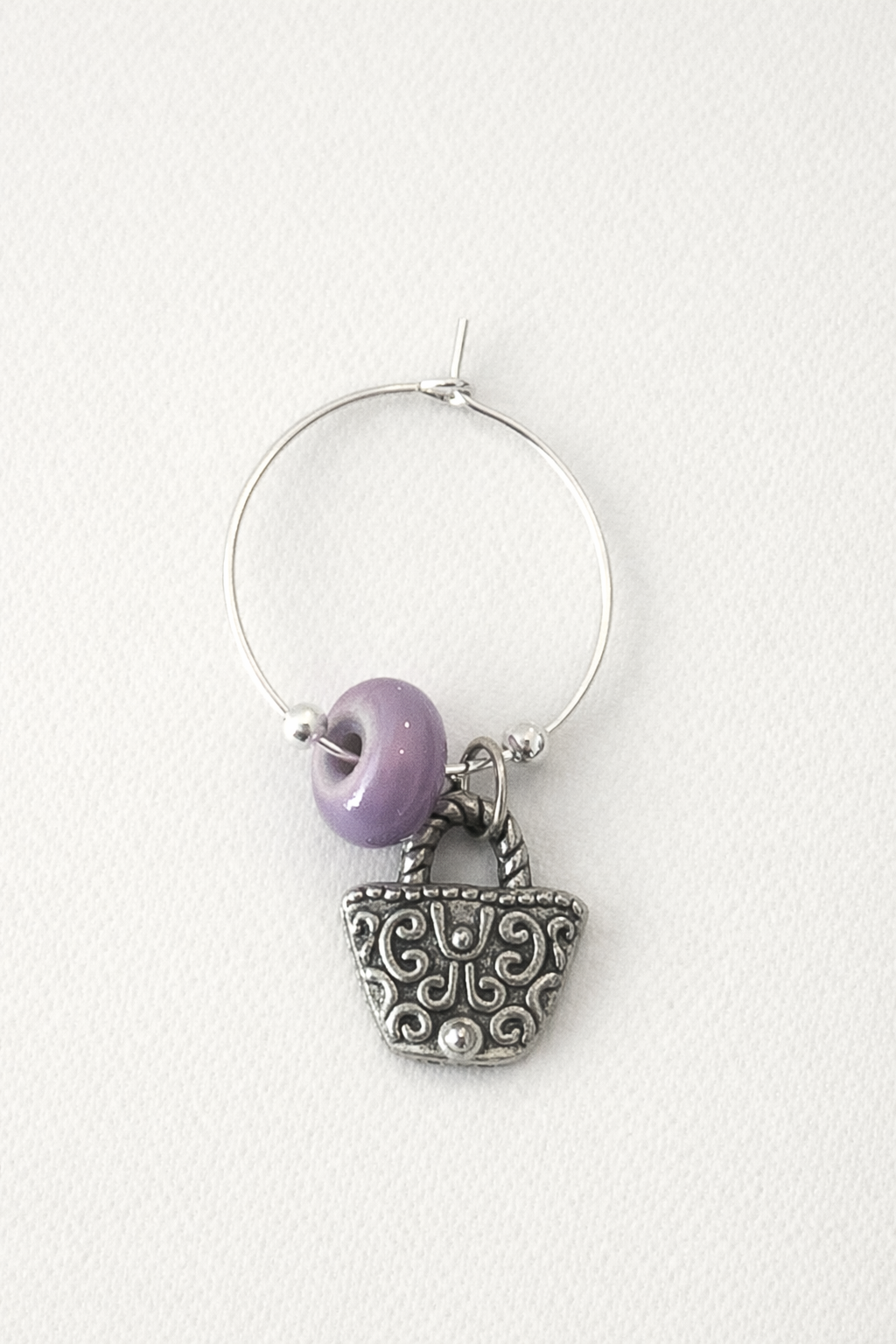 Purple Purse Wine Charm