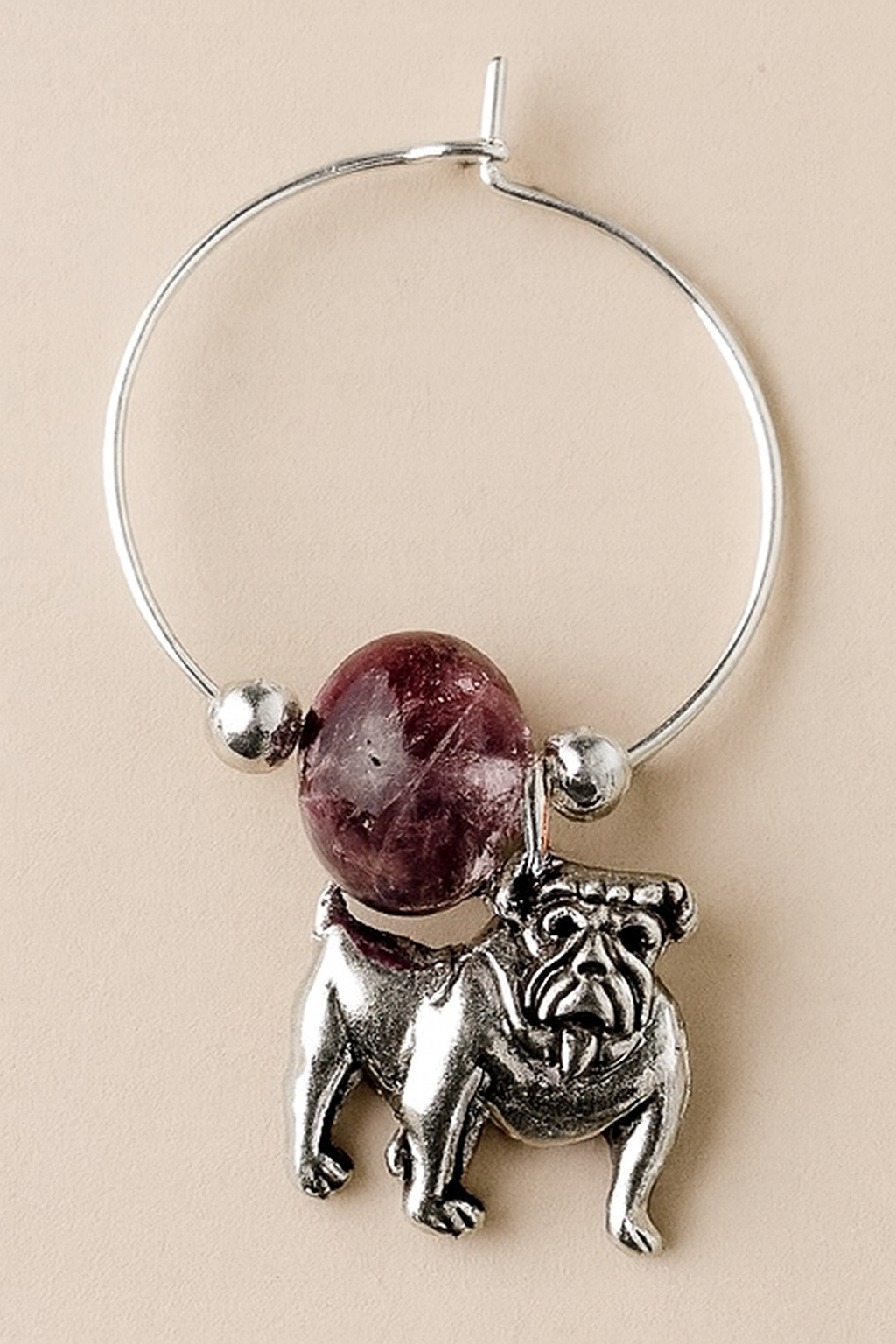 Bulldog - Purple Wine Charm