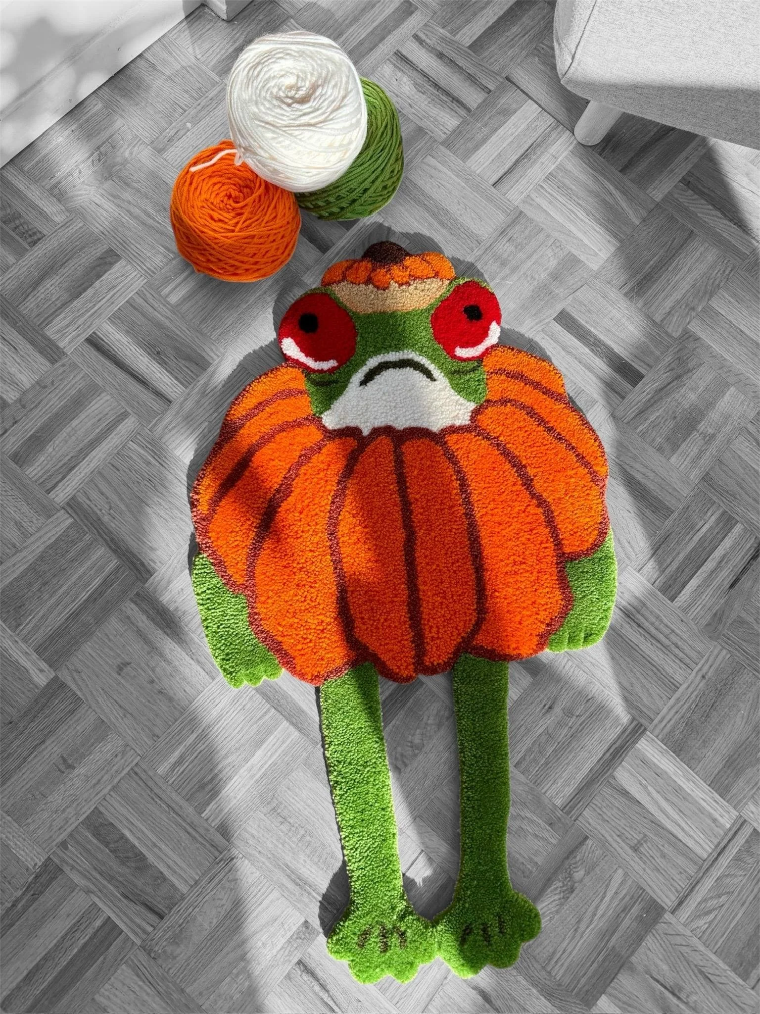 Pumpkin Frog Rug