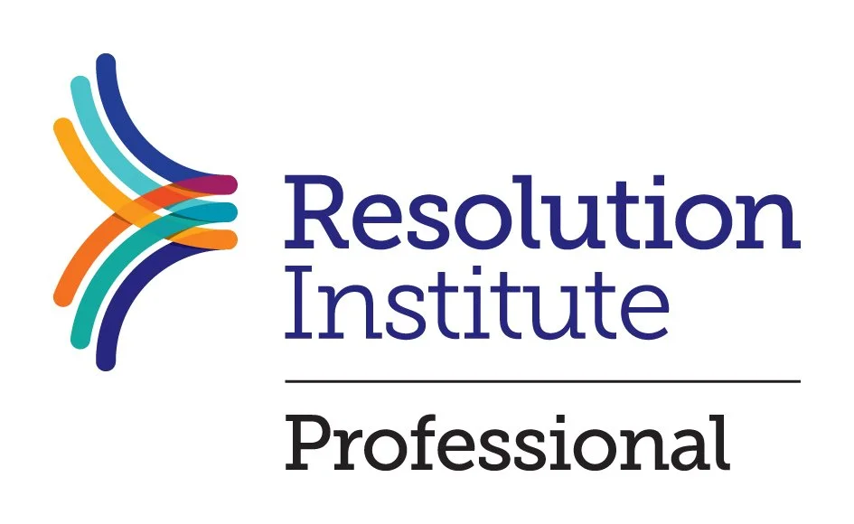 The logo of Resolution Institute, featuring multicolored curved lines and the words "Resolution Institute" and "Professional".