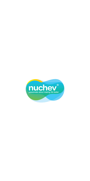 Nuchev logo with blue, green, and yellow circles and the slogan "passionate about making life better"