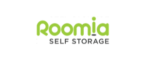 Logo for Roamia Self Storage with green and black text