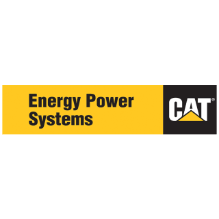 Sign with yellow and black colors displaying 'Energy Power Systems' and the CAT logo.